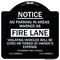 Signmission No Parking in Areas Marked as Fire Lane CVC Section 22500.1 & 22658 Alum, 18" x 18", BW-1818-23724 A-DES-BW-1818-23724 - alternate 1